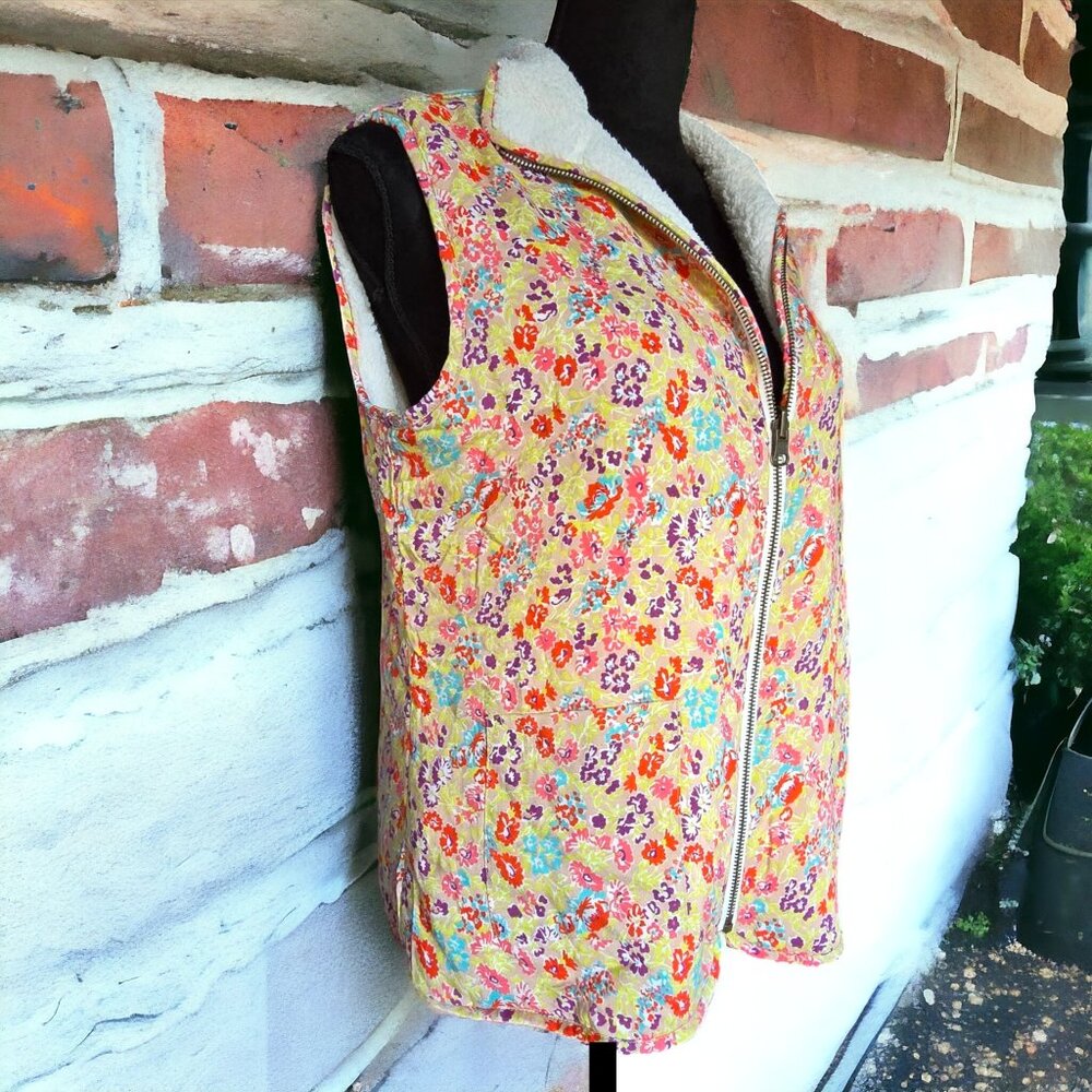 NWT MATILDA JANE ( MED ) Reversible Sherpa Full Zip Flower Print Vest - Picture 4 of 12